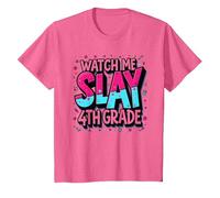 Guardami Uccidere Vibrant School Spirit di Quarta elementare, Quarta elementare Maglietta, Bambini, Rosa mélange, 10 Anni