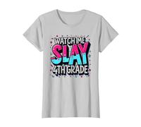 Guardami Uccidere Vibrant School Spirit di Quarta elementare, Quarta elementare Maglietta, Donna, Argento, 3XL