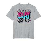 Guardami Uccidere Vibrant School Spirit di Quarta elementare, Quarta elementare Maglietta, Uomo Taglie Grandi, Grigio Melange, 3X Tall