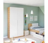 Guardaroba 2 Ante Abilene, Armadio per Camera da Letto, Mobile con 3 Ripiani e Barra Appendiabiti, 90x52h200 cm, Rovere Nodi e Bianco