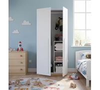 Dmora Guardaroba Moderno a 2 Ante battenti, Armadio per Camera da Letto a 3 Ripiani e Barra Appendiabiti, Cm 90x52h200, Colore Effetto Nodi, Bianco e Rovere