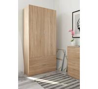 Guardaroba 2 Ante Burbank, Armadio per Camera da Letto 2 cassetti, Mobile con Barra Appendiabiti, 81x52h180 cm, Rovere
