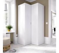 Dmora - Guardaroba Elgon, Mobile angolare per camera da letto, Armadio appendiabiti ad angolo a 2 ante battenti, 91x93h184 cm, Bianco