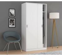 Guardaroba 2 Ante Lansing, Armadio per Camera da Letto, Mobile con ripiano e Barra Appendiabiti, 100x50h200 cm, Bianco