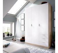 Guardaroba 3 Ante Cimone, Mobile Appendiabiti per Camera da Letto, Armadio 3 cassetti, 121x52h184 cm, Bianco e Rovere