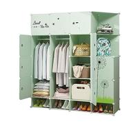 Guardaroba,Capiente Combinazione Armadio Scarpe-Bit Storage Plastica Withdoor Gitter Angolare Divisorio Ripiani Appendiabiti(147X47X165CM)