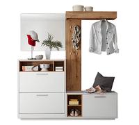 Guardaroba Compatto Milano, Design Legno di Quercia Selvatica, Set Contemporaneo con Specchio per l'ingresso, 177 x 195 x 32 cm (Larghezza x Altezza x profondità)