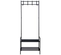 Guardaroba con scarpiera, nero, appendiabiti, metallo, postazione per cani, attaccapanni, posto auto guinzaglio per cani, 4 ganci appendiabiti, mensola in MDF, autoportante, H 168,5 cm