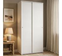 Dmora - Guardaroba Dalia, Armadio a 2 ante scorrevoli e 4 ripiani, Mobile moderno multiuso per camera da letto, 100% Made in Italy, 90x45h195 cm, Bianco