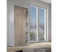 Guardaroba Dalia, Armadio a 2 Ante scorrevoli e 4 Ripiani, Mobile Moderno Multiuso per Camera da Letto, 100% Made in Italy, 90x45h195 cm, Rovere e Bianco