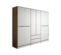Dmora Guardaroba Grande Alrai, Mobile Camera da Letto, Cabina Armadio portabiti, Armadio Appendiabiti, 277x52 h208 cm, Bianco e Oro