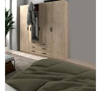 Guardaroba Grande Frances, Mobile Camera da Letto, Cabina Armadio portabiti, Armadio Appendiabiti, 196x50 h200 cm, Rovere