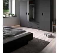 Guardaroba Grande Frances, Mobile Camera da Letto, Cabina Armadio portabiti, Armadio Appendiabiti, 196x50 h200 cm, Grigio