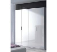 Guardaroba Grande Knoxville, Armadio per Camera da Letto a 4 Ante battenti, Mobile con 2 Ripiani e Barra Appendiabiti, 180x52h200 cm, Bianco