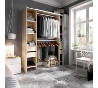 Guardaroba Grande Resegone, Mobile Camera da Letto, Cabina Armadio portabiti, Armadio Appendiabiti, 180x50 h205 cm, Rovere