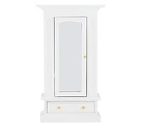 Guardaroba in legno in miniatura per casa delle bambole 1:12, mobili per casa delle bambole con specchio, modello di armadio bianco simulato per casa delle bambole in miniatura,
