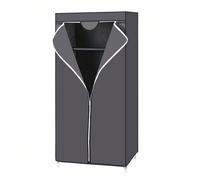 Guardaroba in TNT, Armadio con Copertura e Barra Appendiabiti, Organizzatore per Borse Giocattoli Scarpe, in Camera da Letto e Soggiorno, 75 x 45 x 160 cm, Nero/grigio AIUTO: se ti manca un guardaroba