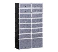 Guardaroba Modulare Armadietto a 8 Ripiani 2 Righe Cubi, Bianco e Nero
