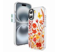 GuardCrew Magenetic - Custodia per iPhone 16, compatibile con Magsafe [Crashproof 3,5 m di grado militare prova di caduta] antiurto trasparente TPU bumper sottile custodia per iPhone 16 - Farfalle con