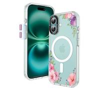 GuardCrew Magenetic - Custodia per iPhone 16, compatibile con Magsafe [Crashproof 3,5 m test di caduta di grado militare] antiurto trasparente TPU bumper sottile custodia per iPhone 16 - rosa viola