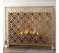Guardia antincendio decorativa pannello singolo, rettangolare in ottone antico schermo camino per animali domestici, copertura decorativa per camino interna personalizzabile grande