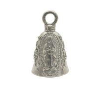 Guardian Bell Campanello religioso portafortuna con portachiavi e sacchetto regalo in velluto nero, campanello per moto, peltro senza piombo, prodotto negli Stati Uniti, Madonna, 1.5 Inches