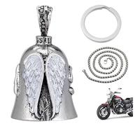 Guardian Bell,Portachiavi Moto,Campanella Moto Guardian Bell,Ring Bell Portachiavi,Campanello Moto Portafortuna con Anello Appeso,Argento Angelo Custode Accessorio per Biciclette,Auto Elettriche