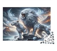 Guardiani del Leone Mitico Puzzles 1000 Pezzi Carta riciclata per adulti Puzzle per adulti Gioco educativo per decompressione Regalo divertente per casa Ottima idea regalo 70x50cm/1000pcs
