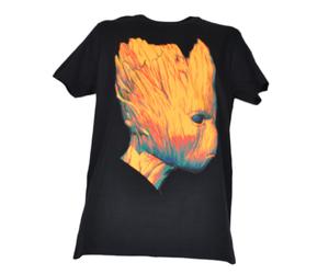 Guardiani Della Galassia Groot Grande Faccia T-Shirt Nera Maniche Corte Marvel