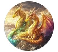 Guardiani,Puzzle Per Adulti 1000pcs (67.5x67.5cm),Giochi Di Sfida Gold Drago And Rainbow Drago