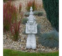 Guardiano Del Tempio Buddha Statua Figura 75 CM 25 KG Grigio Calcestruzzo