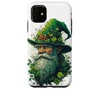 Guardiano della foresta incantato, trifogli, vecchio mago in cappello verde Custodia per iPhone 11