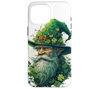 Guardiano della foresta incantato, trifogli, vecchio mago in cappello verde Custodia per iPhone 16 Pro Max