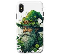 Guardiano della foresta incantato, trifogli, vecchio mago in cappello verde Custodia per iPhone X/XS