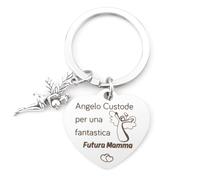 GuardiaTech Regalo Neo Mamma, Baby Shower Unisex, Multicentrum, Portachiavi Angelo Custode, Donna Incinta