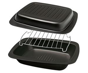 Guardini Gardenia, Roasting Set 3 Pezzi, Acciaio con Rivestimento Antiaderente, Colore Nero