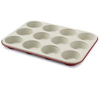 Guardini Keramia Stampo 12 Muffins, Acciaio, Rosso, 27x35x2.8 cm