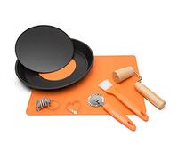 Guardini Scatola Regalo-Crostata, 1 Crostata fondo removibile 28cm in Acciaio nero+1tappetino silicone+1rullo+1rotella tagliapasta+1pennello+3tagliapasta