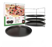 Guardini Set 4 Stampi Pizza Antiaderenti Tondi 28cm Griglia Portapizze Acciaio