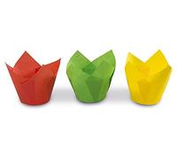 Guardini, Set di 12 pirottini tulipano Ø 7,5 cm, Monouso, Carta da forno, Colori assortiti, Made in Italy, Linea Easy Bake