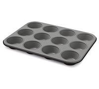 Guardini Happy Hour, Stampo 12 Muffins, Acciaio con Rivestimento Antiaderente, Colore Nero/Grigio