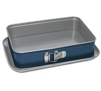 Guardini, Stampo apribile rettangolare 19x28 cm, Fondo salvagoccia, Acciaio prodotto con ridotte emissioni di CO2 con nuovo rivestimento PFAS free, Grigio/Blu, Made in Italy, Linea XBake