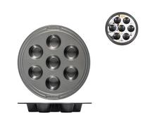 Guardini Elite, Stampo 7 Muffins Rotondo Ø36 cm, Acciaio elevato spessore con rivestimento antiaderente performante, Colore grigio