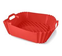 Guardini, Stampo quadrato con manici 22x22 cm, Ideale per friggitrice ad aria, Silicone alimentare, Rosso, Linea Air Fryer