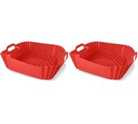 Guardini, Stampo quadrato con manici 22x22 cm, Ideale per friggitrice ad aria, Silicone alimentare, Rosso, Linea Air Fryer (Confezione da 2)