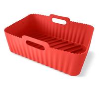 Guardini, Stampo rettangolare con manici 15x22 cm, Ideale per friggitrice ad aria, Silicone alimentare, Rosso, Linea Air Fryer