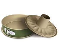 Guardini, Tortiera apribile 2 fondi Ø 26 cm, Fondo salvagoccia, Acciaio con rivestimento antiaderente a base di Cera di Carnauba, Colore verde/beige, Made in Italy, Linea B-Nat