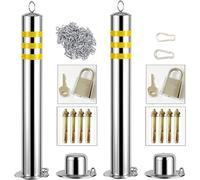 Guardrail for parcheggi for Barriera di sicurezza in acciaio for Paletti for vialetti 2 coni parcheggio e catena da 5 m Paletto resistente durevole(76x650mm)