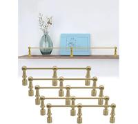 Guardrail for ripiano in ottone da 6 mm, barriera anticaduta for armadio da cucina, staffa decorativa for galleria(5 PACK,44in/111.7cm)
