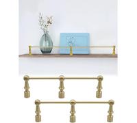 Guardrail for ripiano in ottone da 6 mm, barriera anticaduta for armadio da cucina, staffa decorativa for galleria(2 PACK,58in/147.3cm)